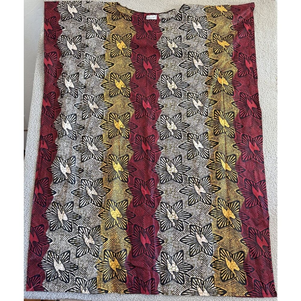 Vintage Bea Taylor Caftan Dress Batik Floral Boho Maxi‎ 70s